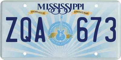 MS license plate ZQA673