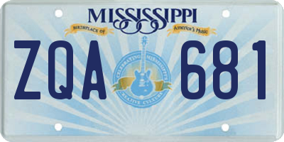 MS license plate ZQA681