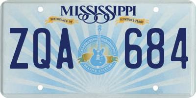 MS license plate ZQA684