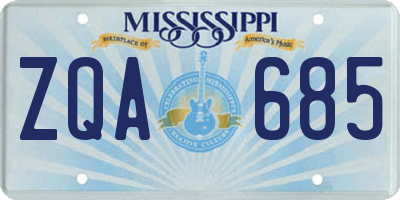 MS license plate ZQA685