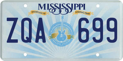 MS license plate ZQA699