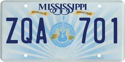 MS license plate ZQA701