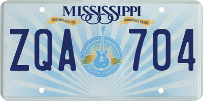 MS license plate ZQA704