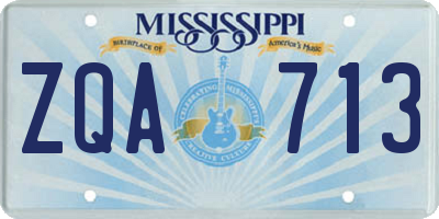 MS license plate ZQA713