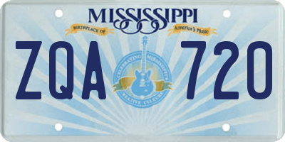 MS license plate ZQA720