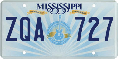 MS license plate ZQA727