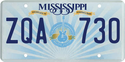 MS license plate ZQA730