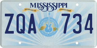 MS license plate ZQA734