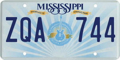 MS license plate ZQA744