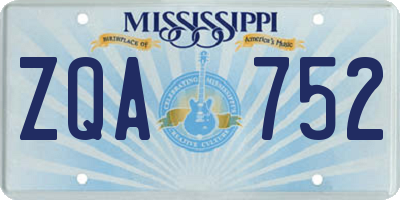 MS license plate ZQA752