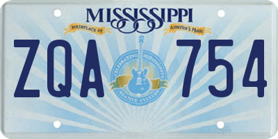 MS license plate ZQA754