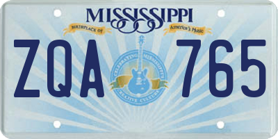MS license plate ZQA765