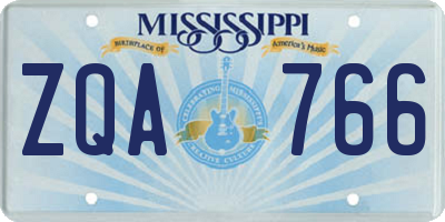 MS license plate ZQA766