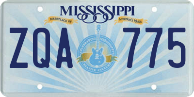 MS license plate ZQA775