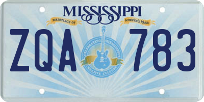 MS license plate ZQA783