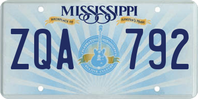 MS license plate ZQA792