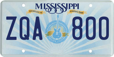 MS license plate ZQA800