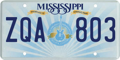 MS license plate ZQA803