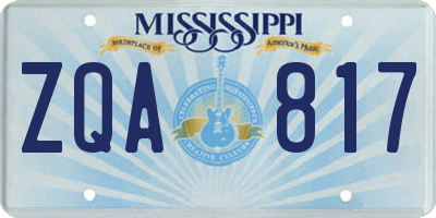 MS license plate ZQA817