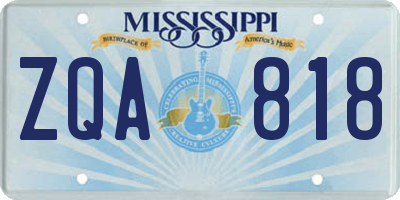 MS license plate ZQA818