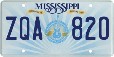 MS license plate ZQA820