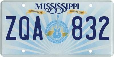 MS license plate ZQA832