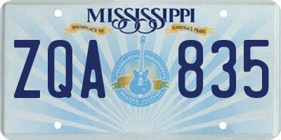 MS license plate ZQA835