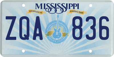 MS license plate ZQA836
