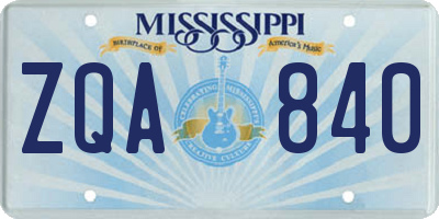 MS license plate ZQA840
