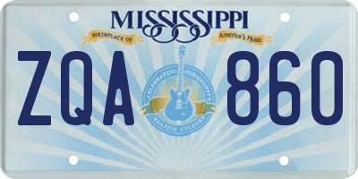 MS license plate ZQA860