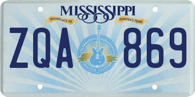 MS license plate ZQA869