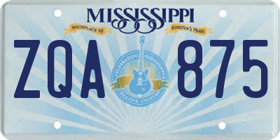 MS license plate ZQA875