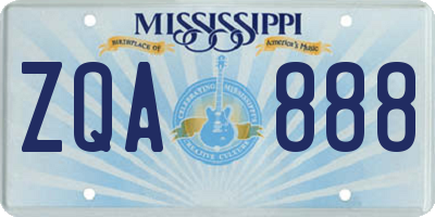 MS license plate ZQA888