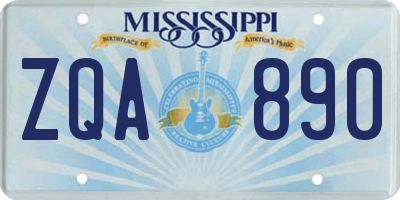 MS license plate ZQA890