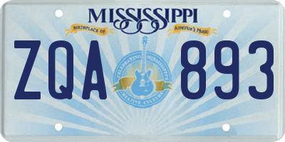 MS license plate ZQA893