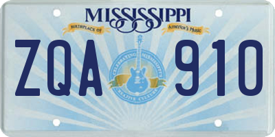 MS license plate ZQA910