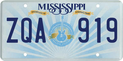 MS license plate ZQA919