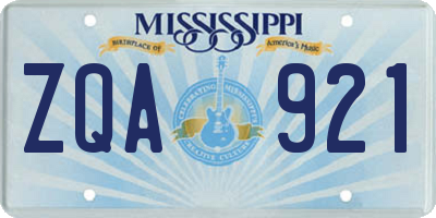 MS license plate ZQA921