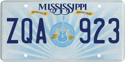 MS license plate ZQA923