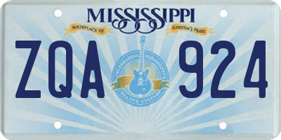 MS license plate ZQA924