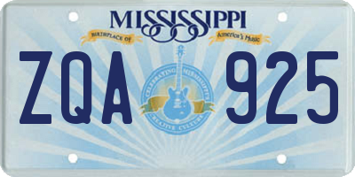 MS license plate ZQA925