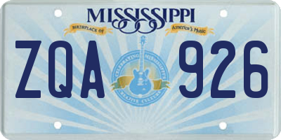 MS license plate ZQA926
