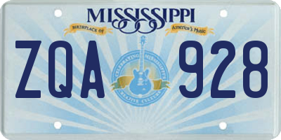 MS license plate ZQA928