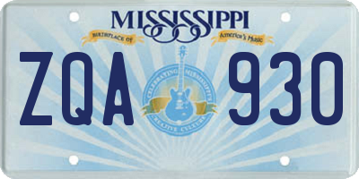 MS license plate ZQA930