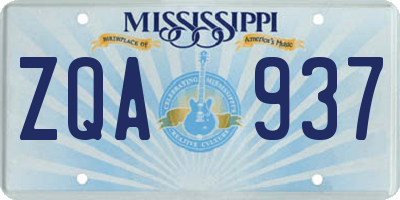MS license plate ZQA937