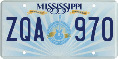 MS license plate ZQA970