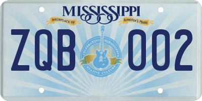 MS license plate ZQB002