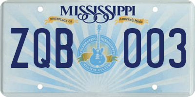 MS license plate ZQB003