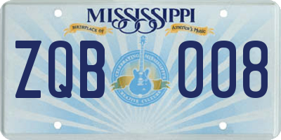 MS license plate ZQB008