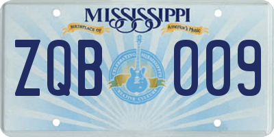 MS license plate ZQB009
